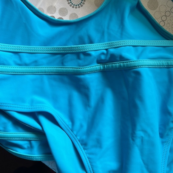 Elegant 2 Tone Blue Two-piece cheeky 
High waisted bikini - Picture 11 of 11